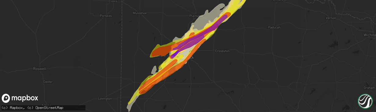 Hail map in Lubbock, TX on May 23, 2019