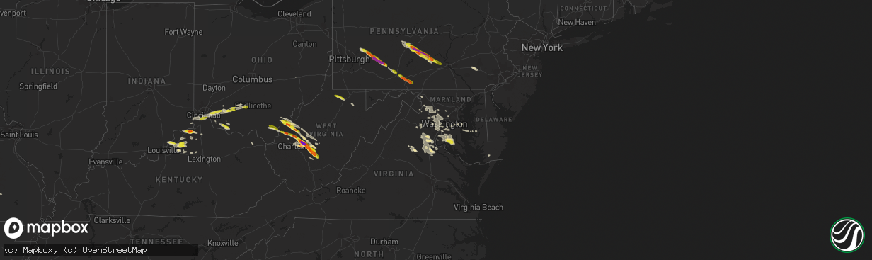 Hail map in Maryland on May 23, 2019