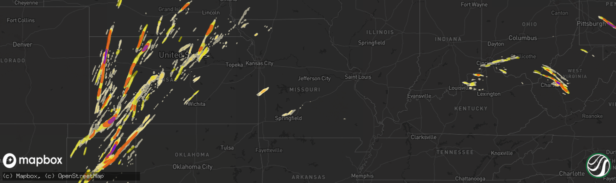 Hail map in Missouri on May 23, 2019