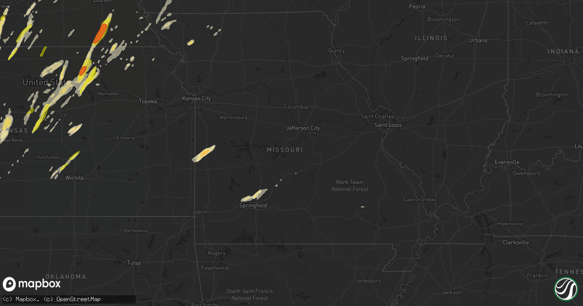 Hail map in Missouri on May 23, 2019