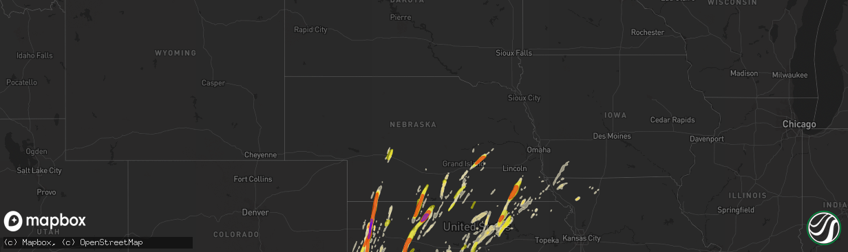 Hail map in Nebraska on May 23, 2019