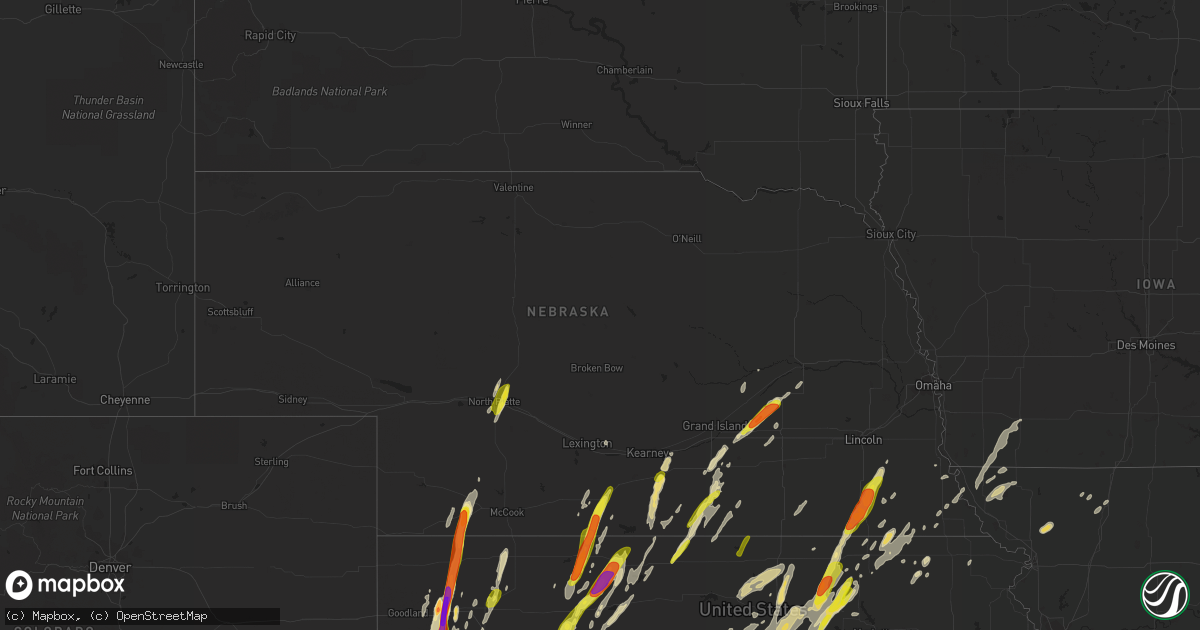 Hail map in Nebraska on May 23, 2019