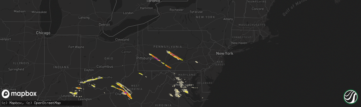 Hail map in Pennsylvania on May 23, 2019