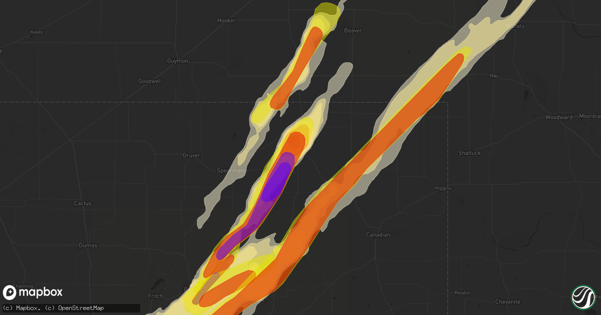 Hail map in Perryton, TX on May 23, 2019