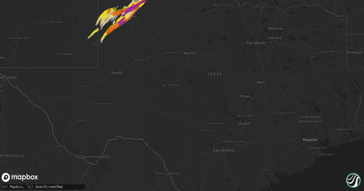 Hail map in Texas on May 23, 2019