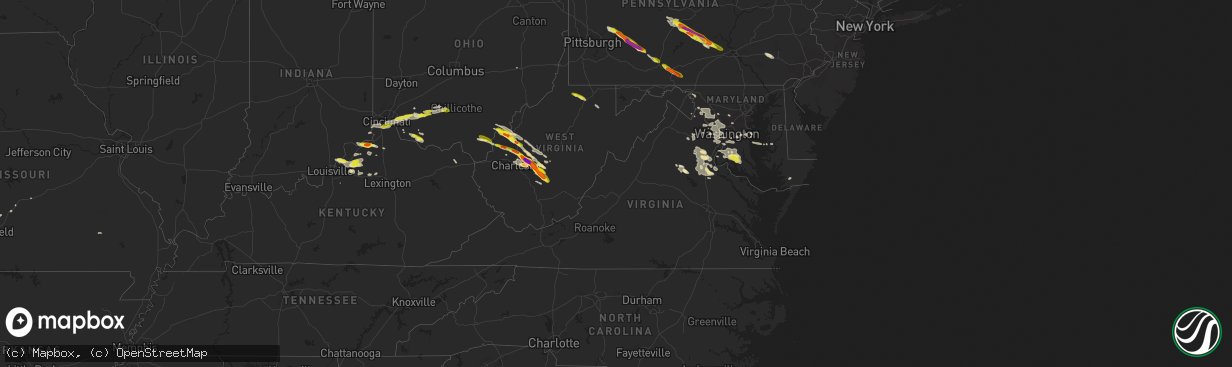 Hail map in Virginia on May 23, 2019