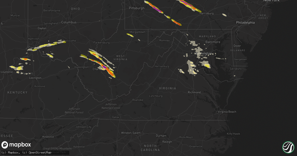 Hail map in Virginia on May 23, 2019