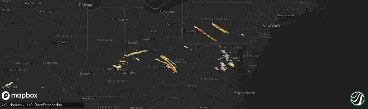 Hail map in West Virginia on May 23, 2019