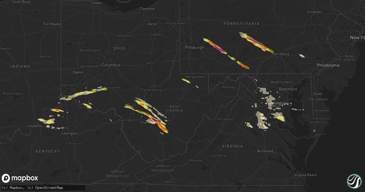 Hail map in West Virginia on May 23, 2019