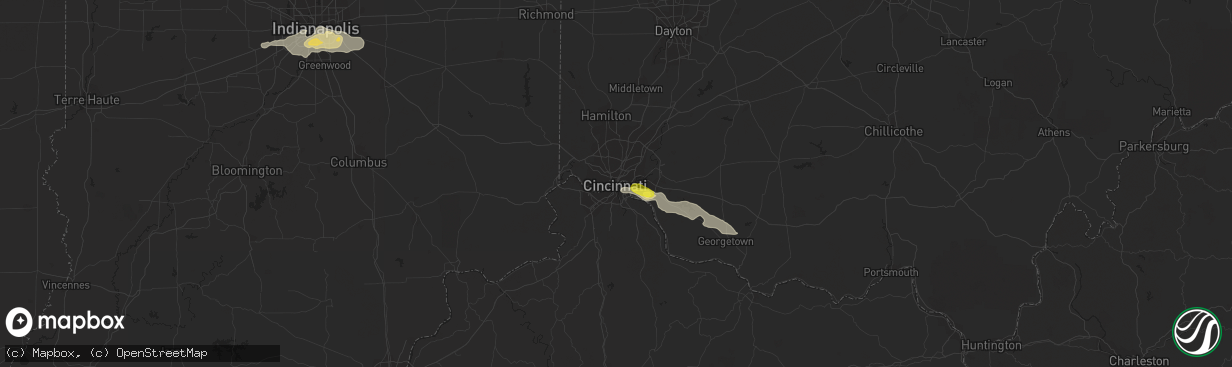 Hail map in Cincinnati, OH on May 23, 2020