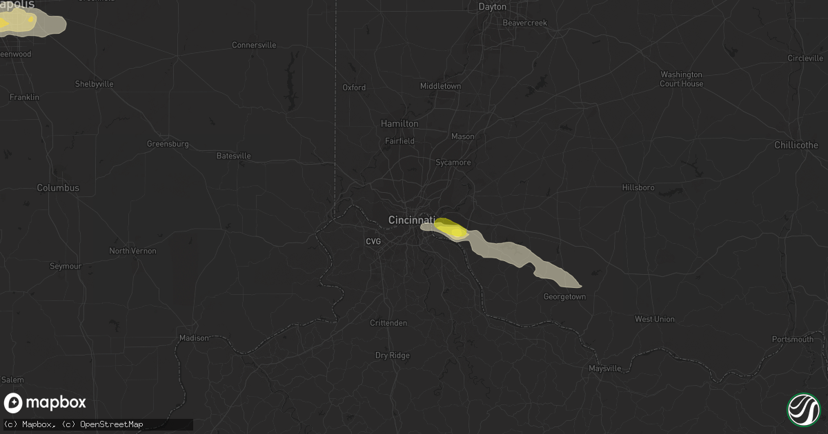 Hail map in Cincinnati, OH on May 23, 2020