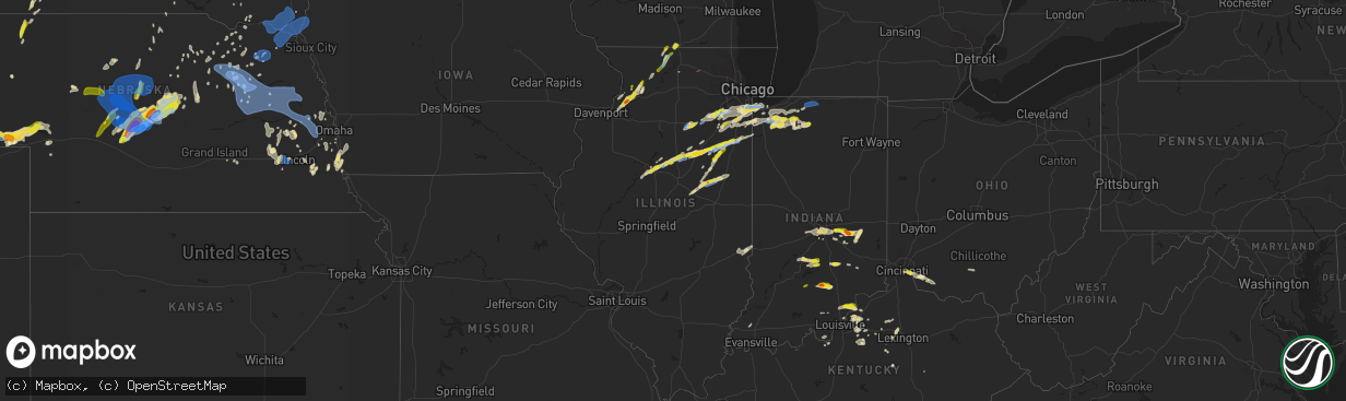 Hail map in Illinois on May 23, 2020