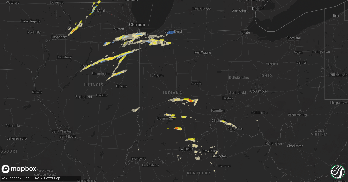 Hail map in Indiana on May 23, 2020