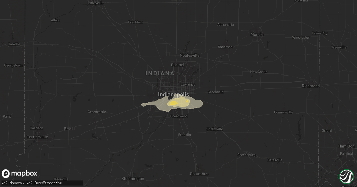 Hail map in Indianapolis, IN on May 23, 2020