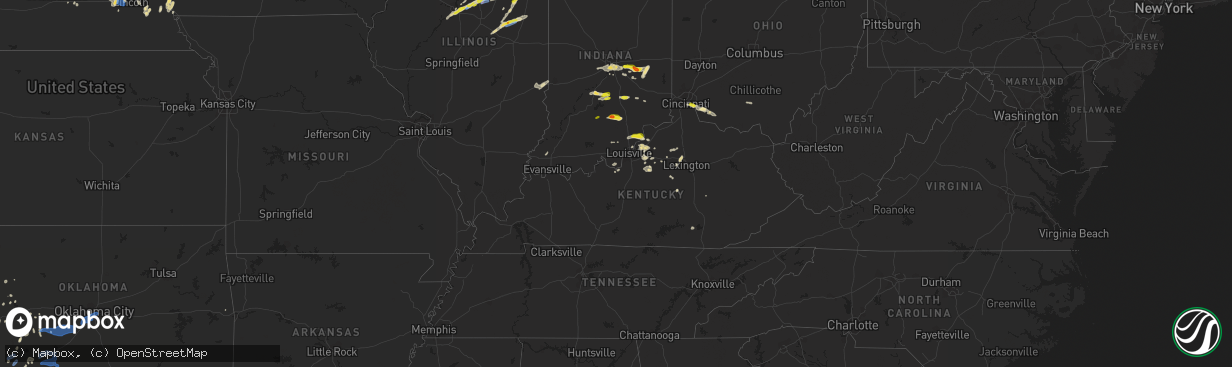 Hail map in Kentucky on May 23, 2020