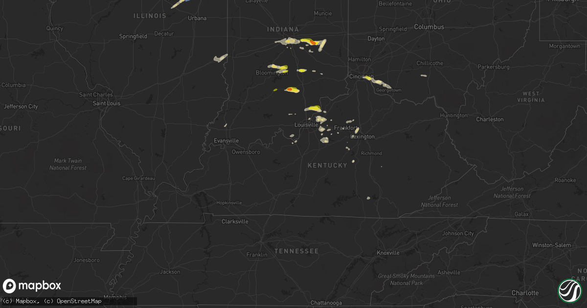 Hail map in Kentucky on May 23, 2020