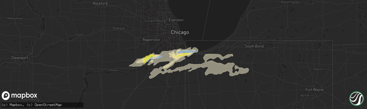 Hail map in Lansing, IL on May 23, 2020