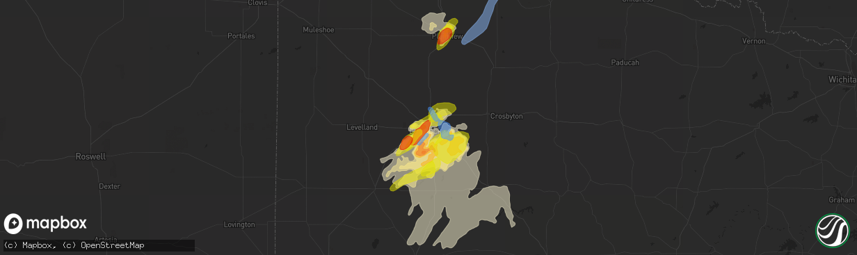 Hail map in Lubbock, TX on May 23, 2020