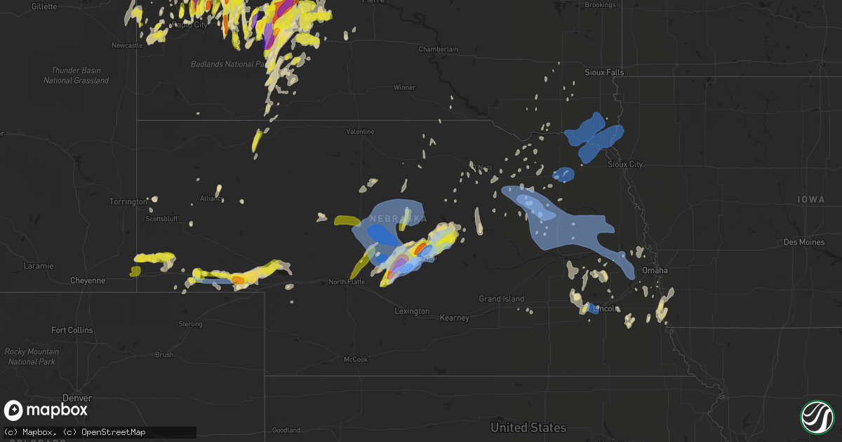 Hail map in Nebraska on May 23, 2020