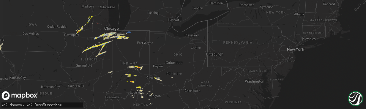 Hail map in Ohio on May 23, 2020