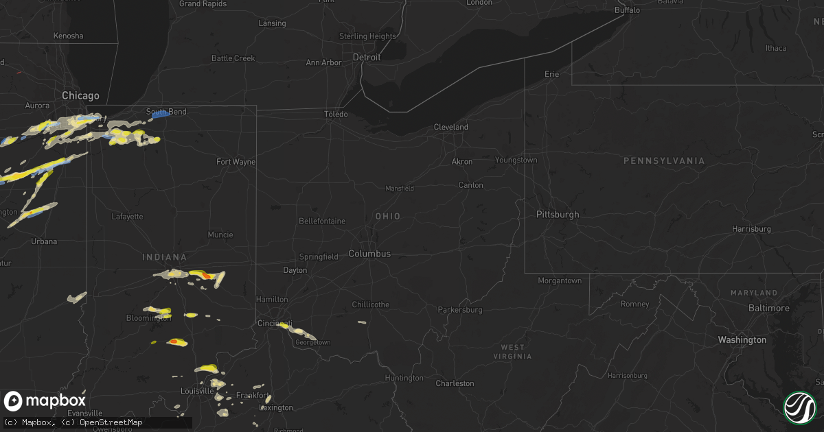 Hail map in Ohio on May 23, 2020