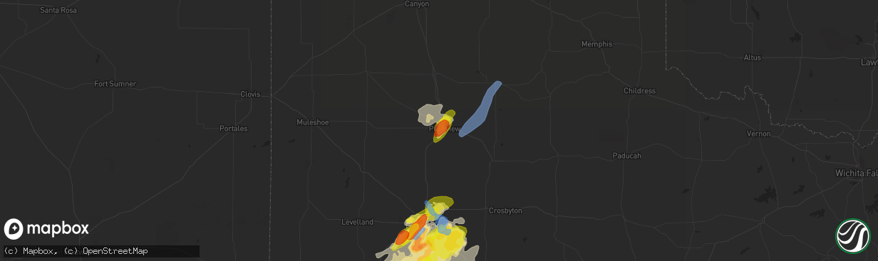 Hail map in Plainview, TX on May 23, 2020