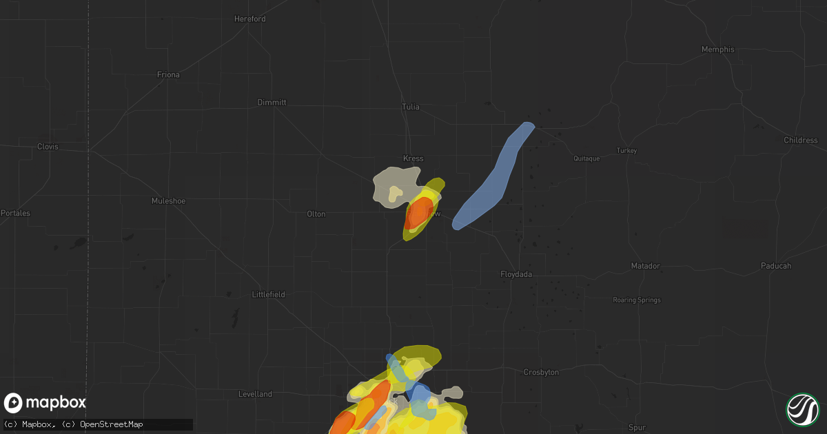 Hail map in Plainview, TX on May 23, 2020