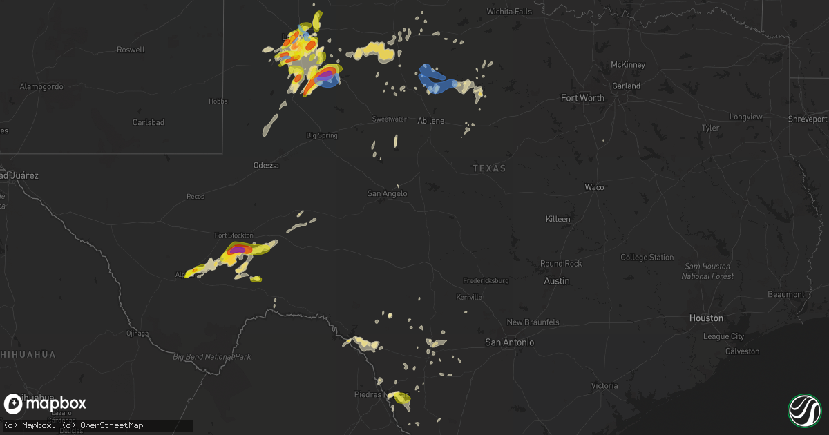Hail map in Texas on May 23, 2020
