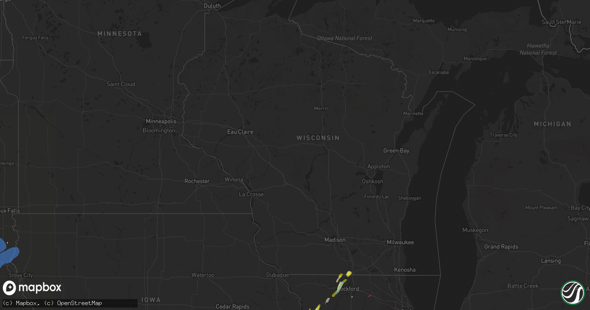 Hail map in Wisconsin on May 23, 2020