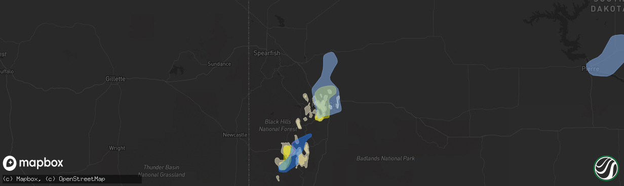 Hail map in Black Hawk, SD on May 23, 2021