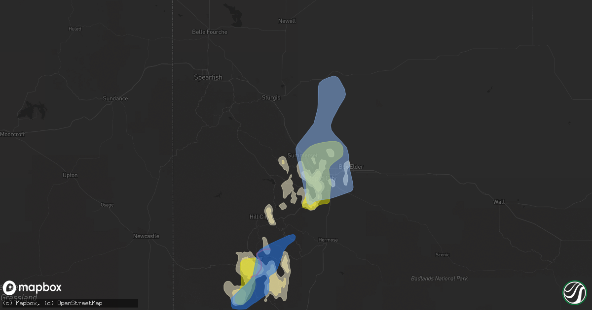 Hail map in Black Hawk, SD on May 23, 2021