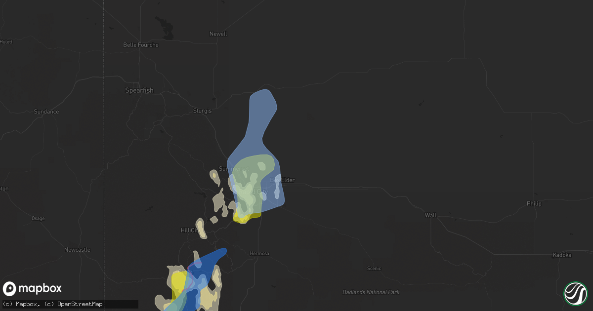 Hail map in Box Elder, SD on May 23, 2021