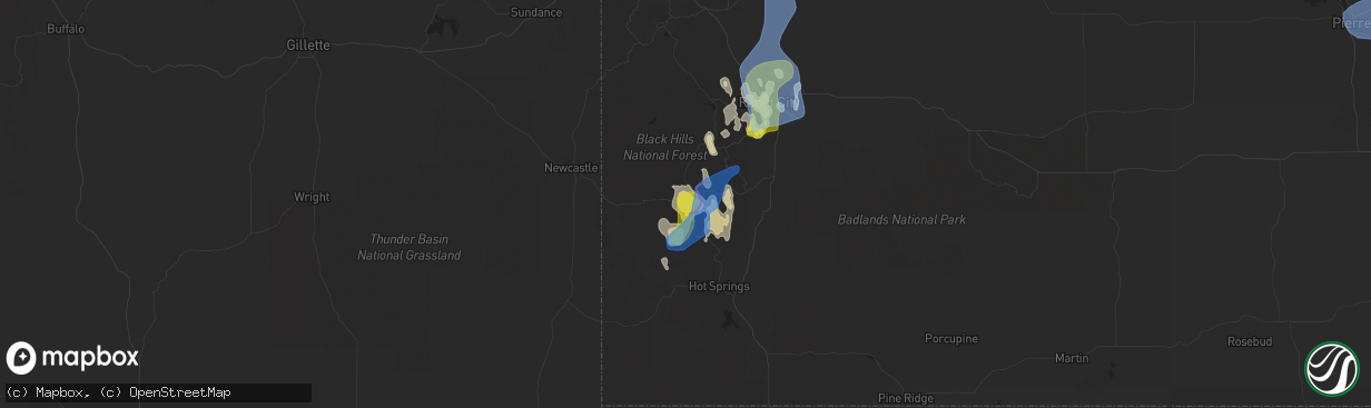 Hail map in Custer, SD on May 23, 2021