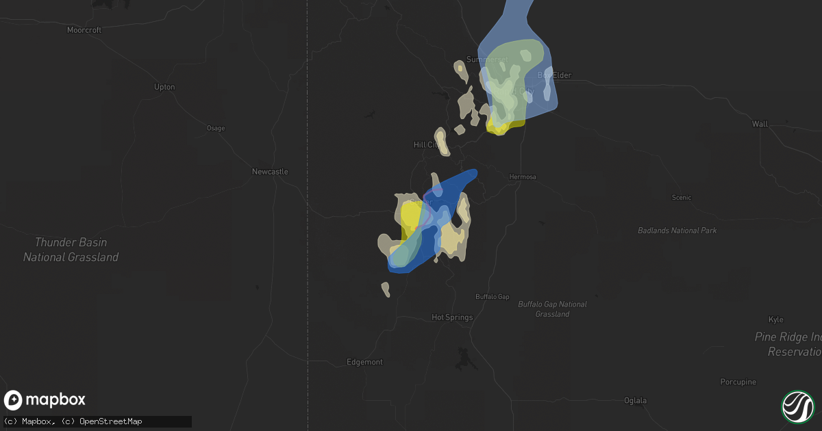 Hail map in Custer, SD on May 23, 2021