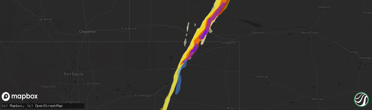 Hail map in Iliff, CO on May 23, 2021