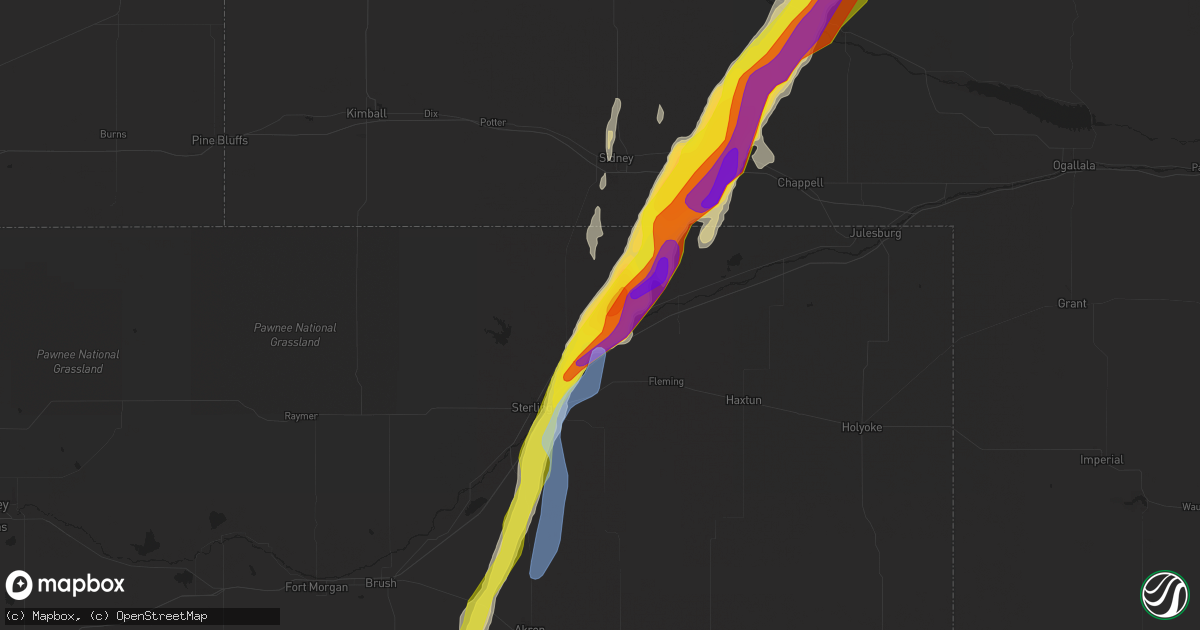 Hail map in Iliff, CO on May 23, 2021