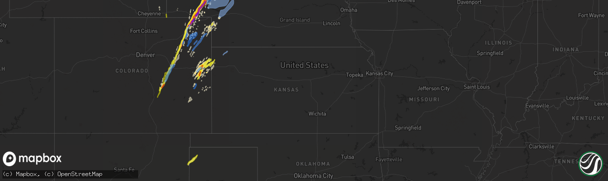 Hail map in Kansas on May 23, 2021