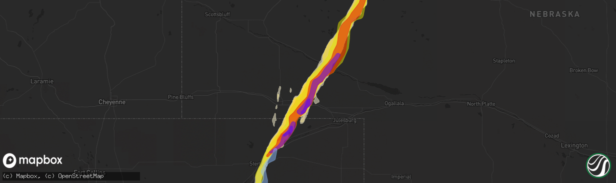 Hail map in Lodgepole, NE on May 23, 2021