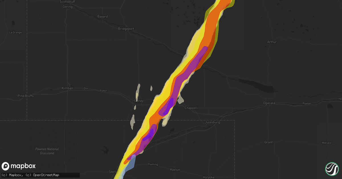 Hail map in Lodgepole, NE on May 23, 2021