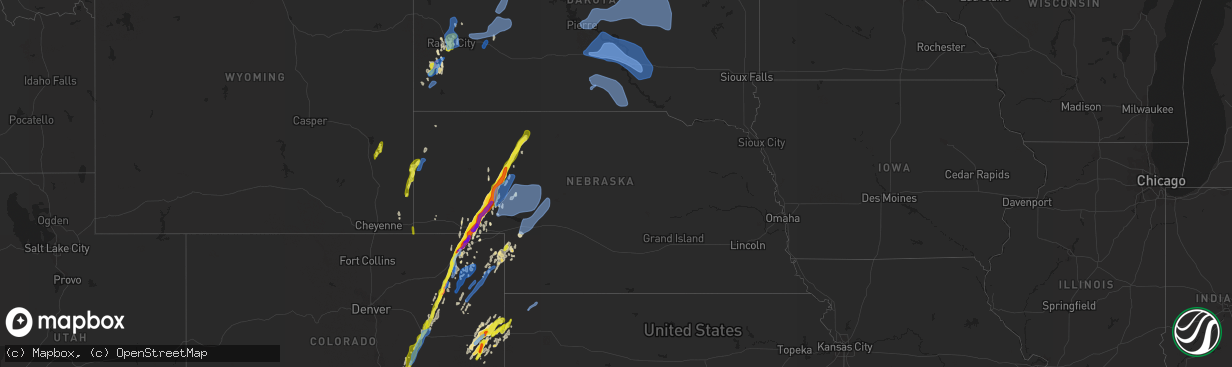 Hail map in Nebraska on May 23, 2021