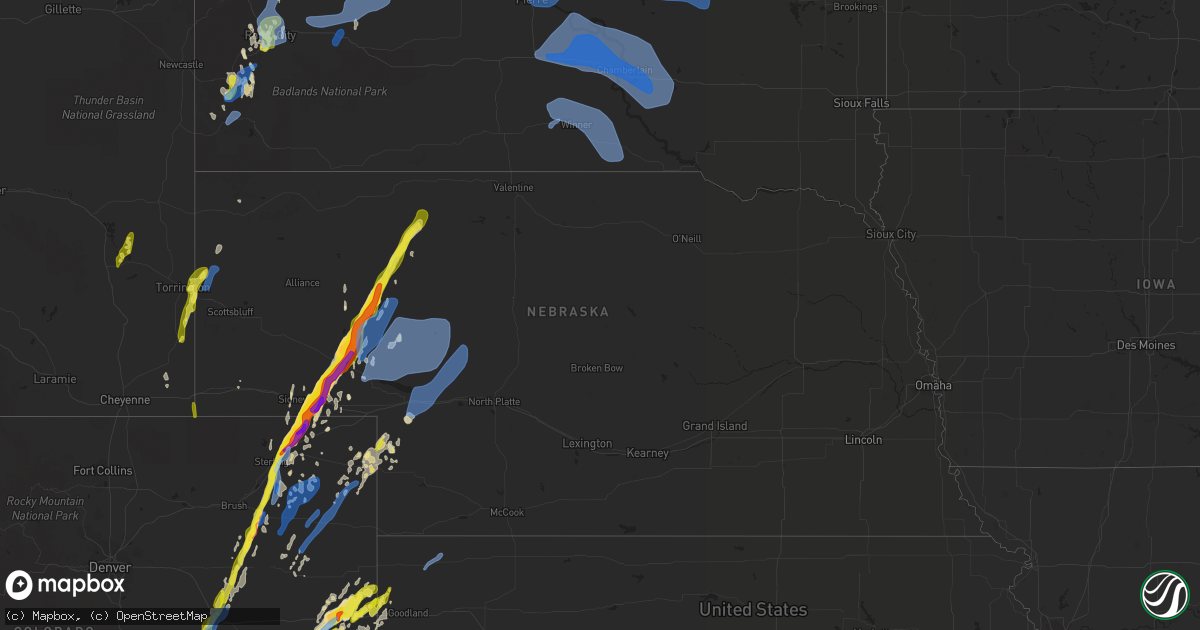 Hail map in Nebraska on May 23, 2021