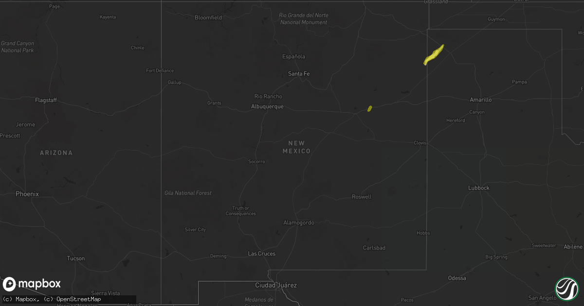 Hail map in New Mexico on May 23, 2021