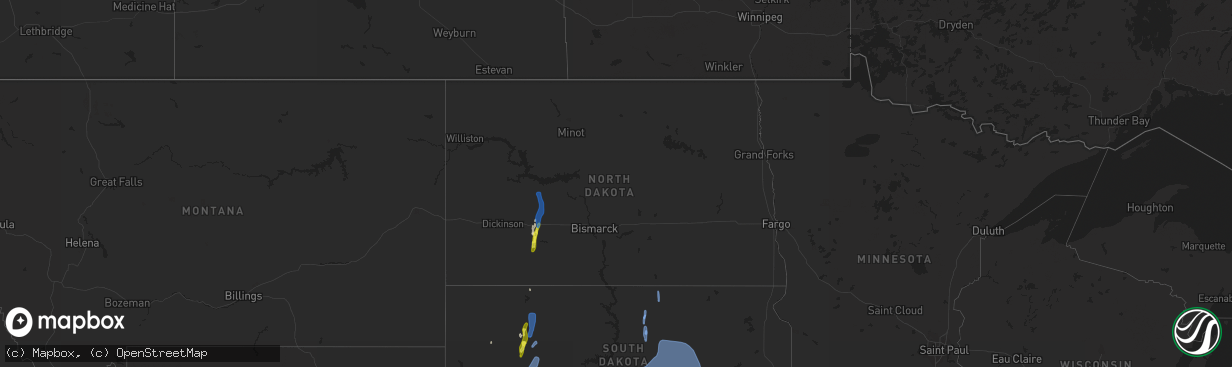 Hail map in North Dakota on May 23, 2021