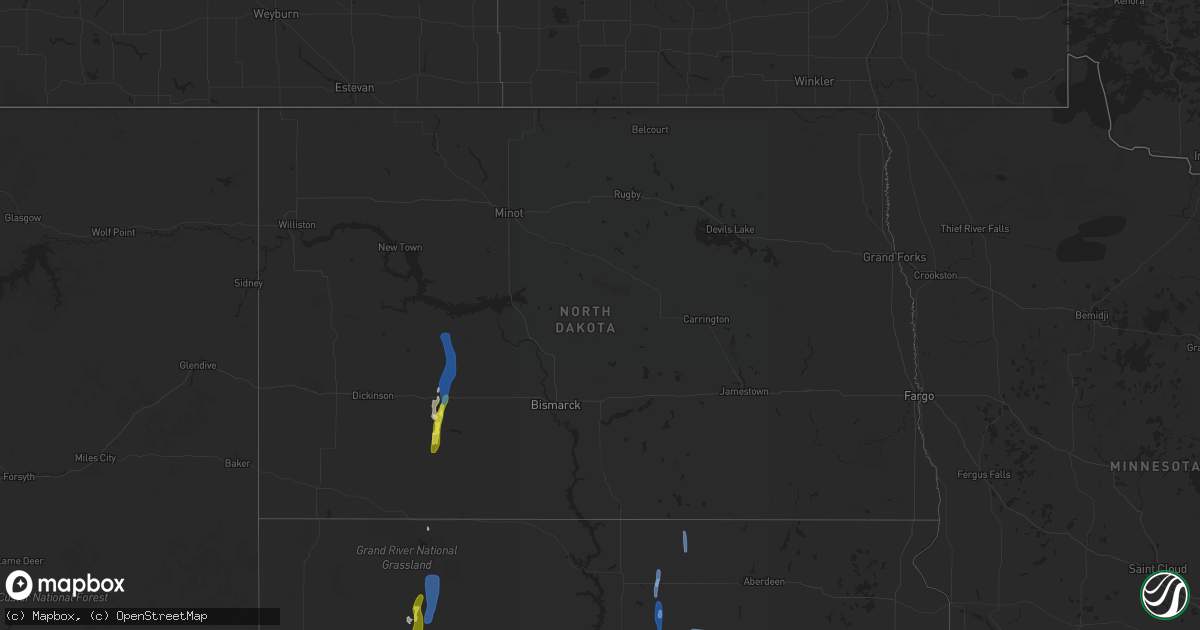 Hail map in North Dakota on May 23, 2021