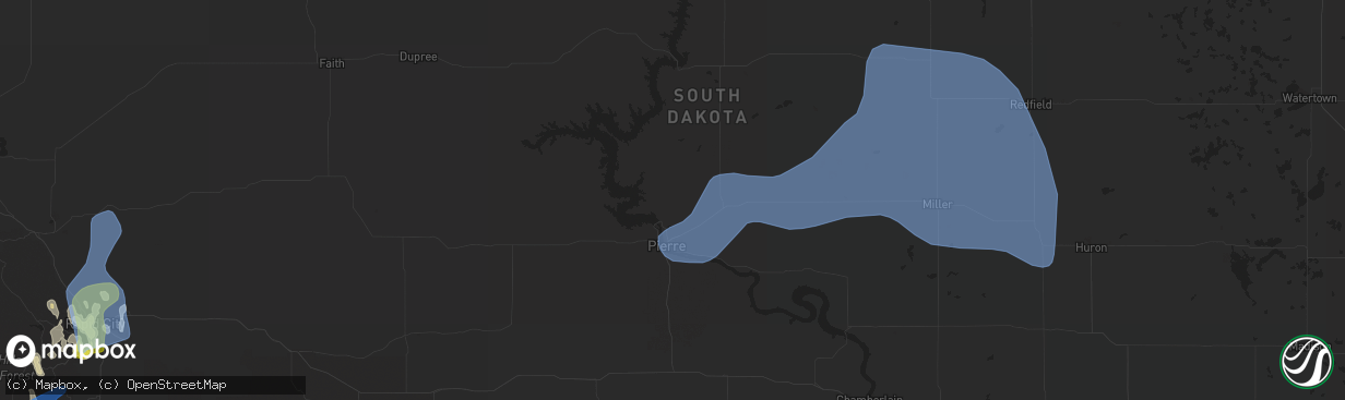 Hail map in Pierre, SD on May 23, 2021