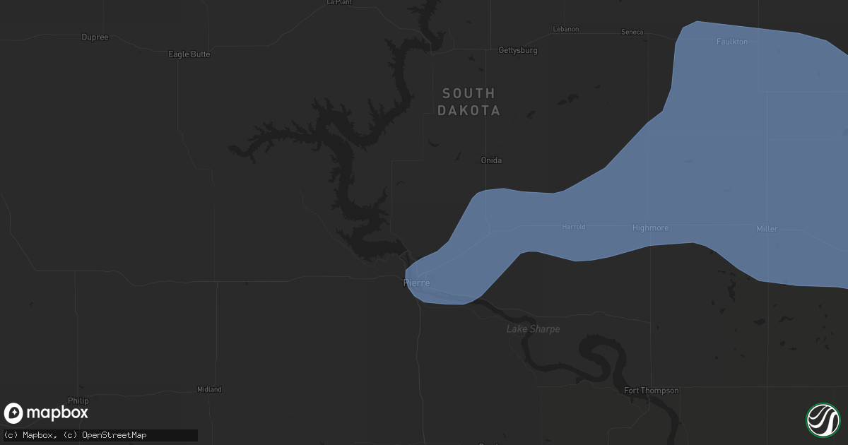 Hail map in Pierre, SD on May 23, 2021