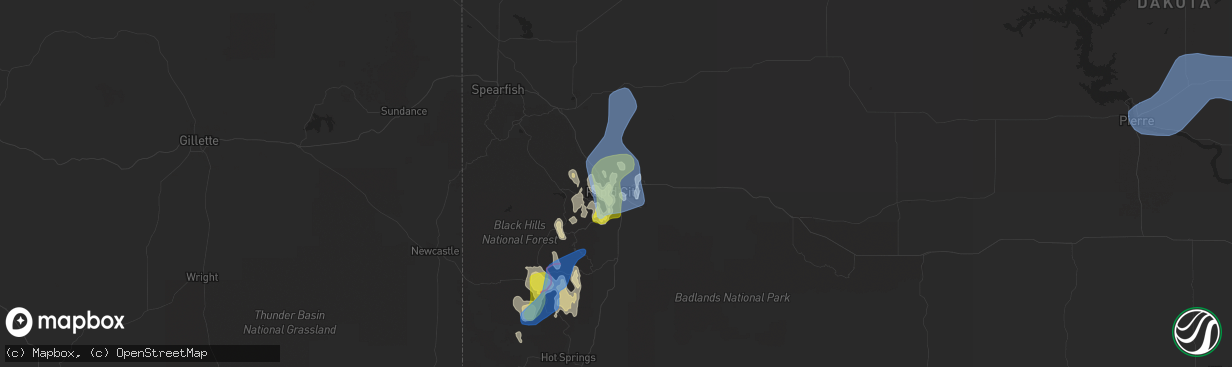 Hail map in Rapid City, SD on May 23, 2021