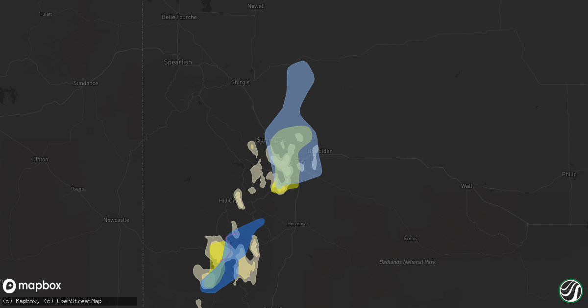 Hail map in Rapid City, SD on May 23, 2021