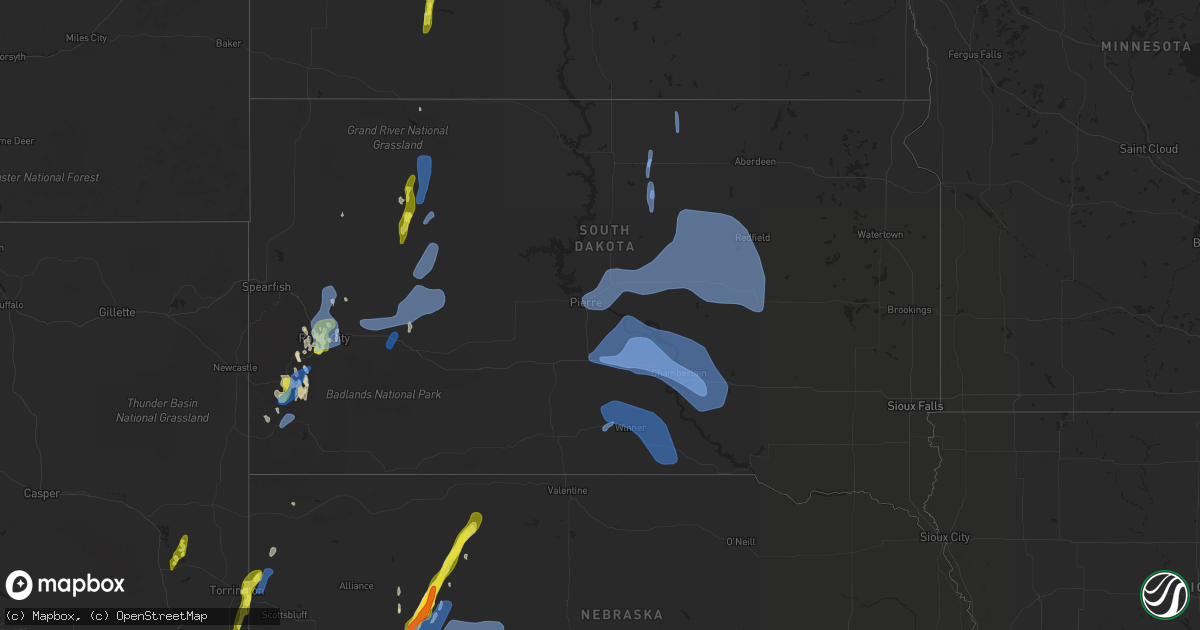 Hail map in South Dakota on May 23, 2021