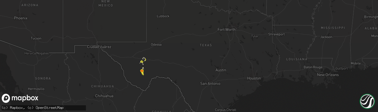 Hail map in Texas on May 23, 2021